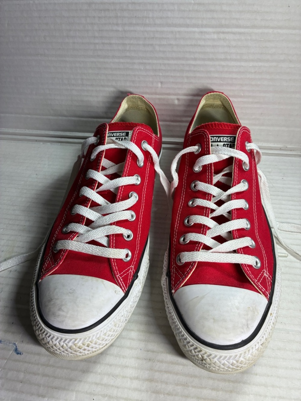 Converse Red Low-Top Canvas Sneakers with White Accents USED